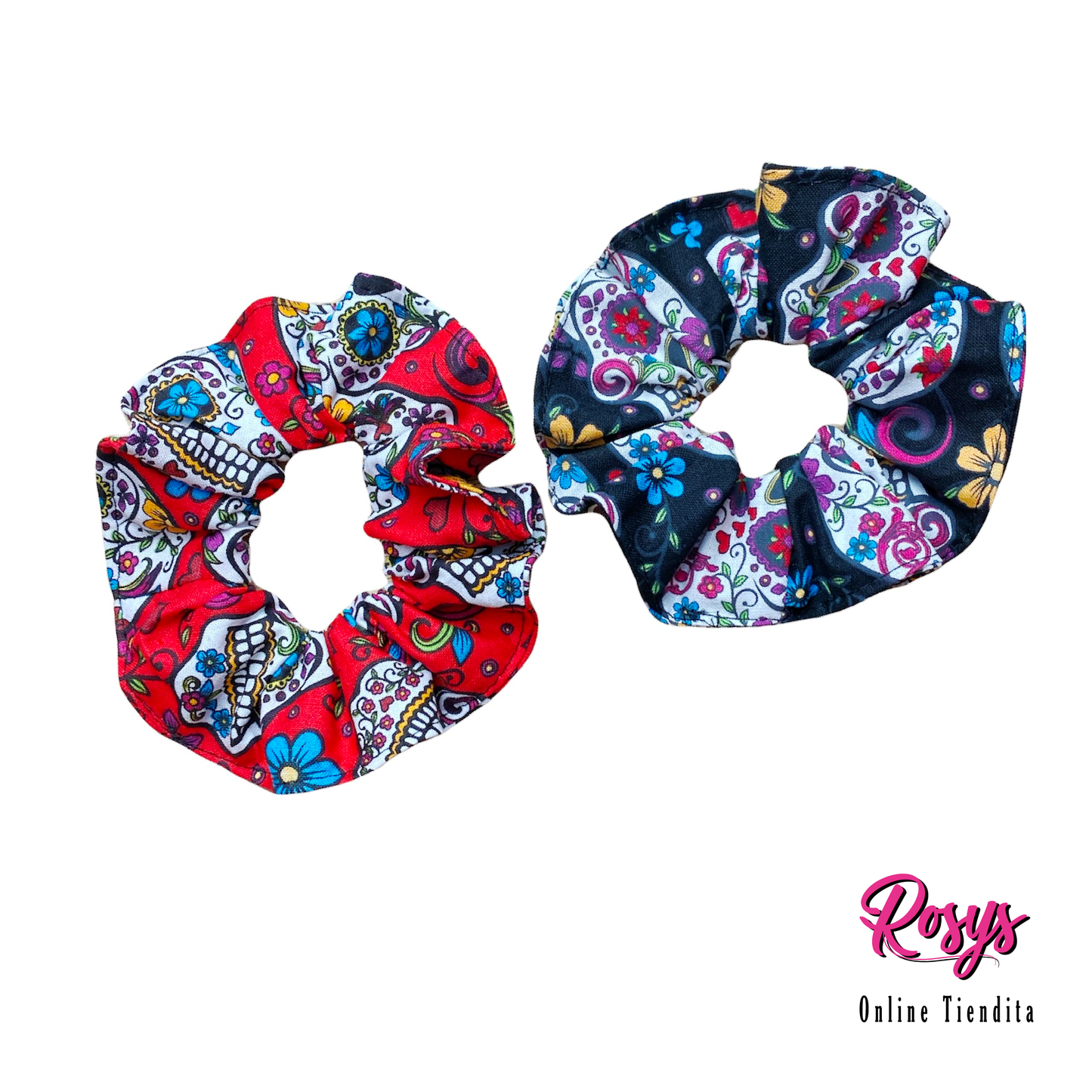 Calacas Sugar Skulls Hair Scrunchie | 2 Pack Hair Scrunchies