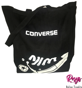 Converse Style Book Tote Bag | Small Black Tote