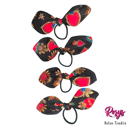 Sagrado Corazon Hair Bow Ties | 4 Pack Hair Ties